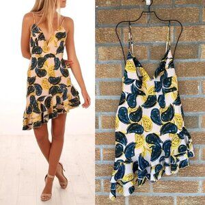 C/meo temptation blush paisley mini dress medium